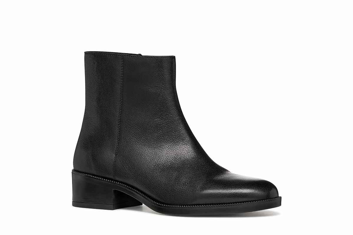 GEOX<br>Botas de tornozelo em couro respirável com zíper Camexia