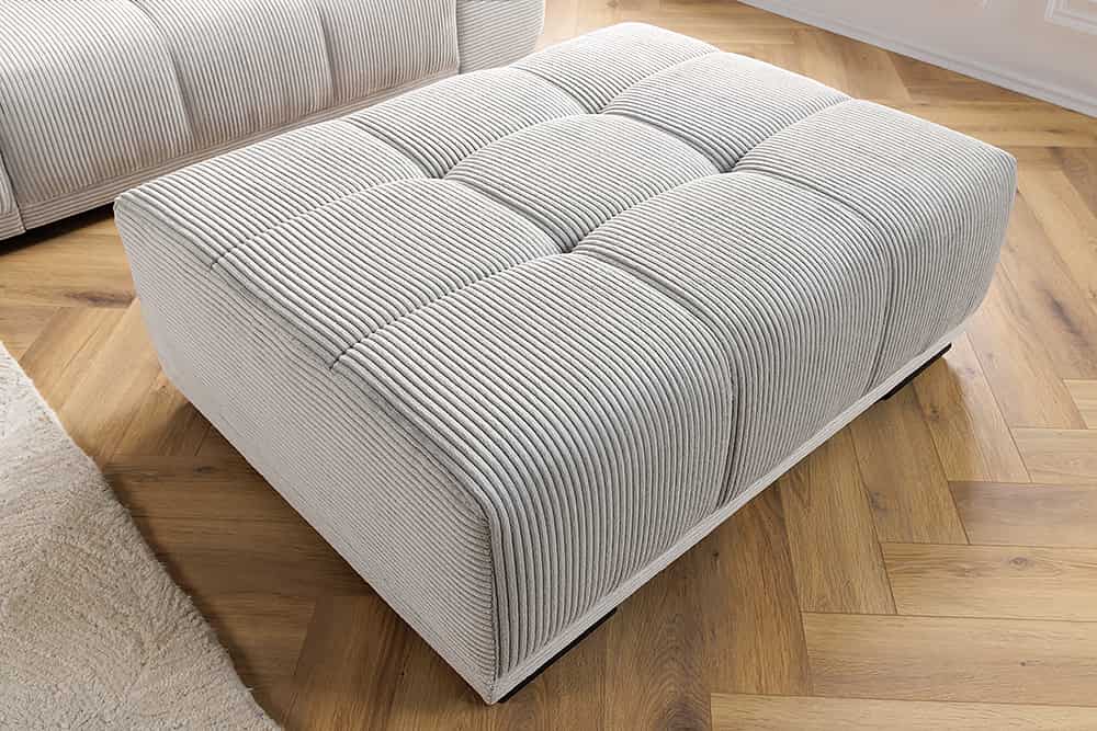 Moderner Hocker ELEGANCIA 110cm champagner beige Cord Fußhocker Sitzhocker