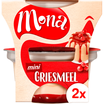 Mona Mini Griesmeel Pudding met Rode Bessensaus 2 x 135 ml