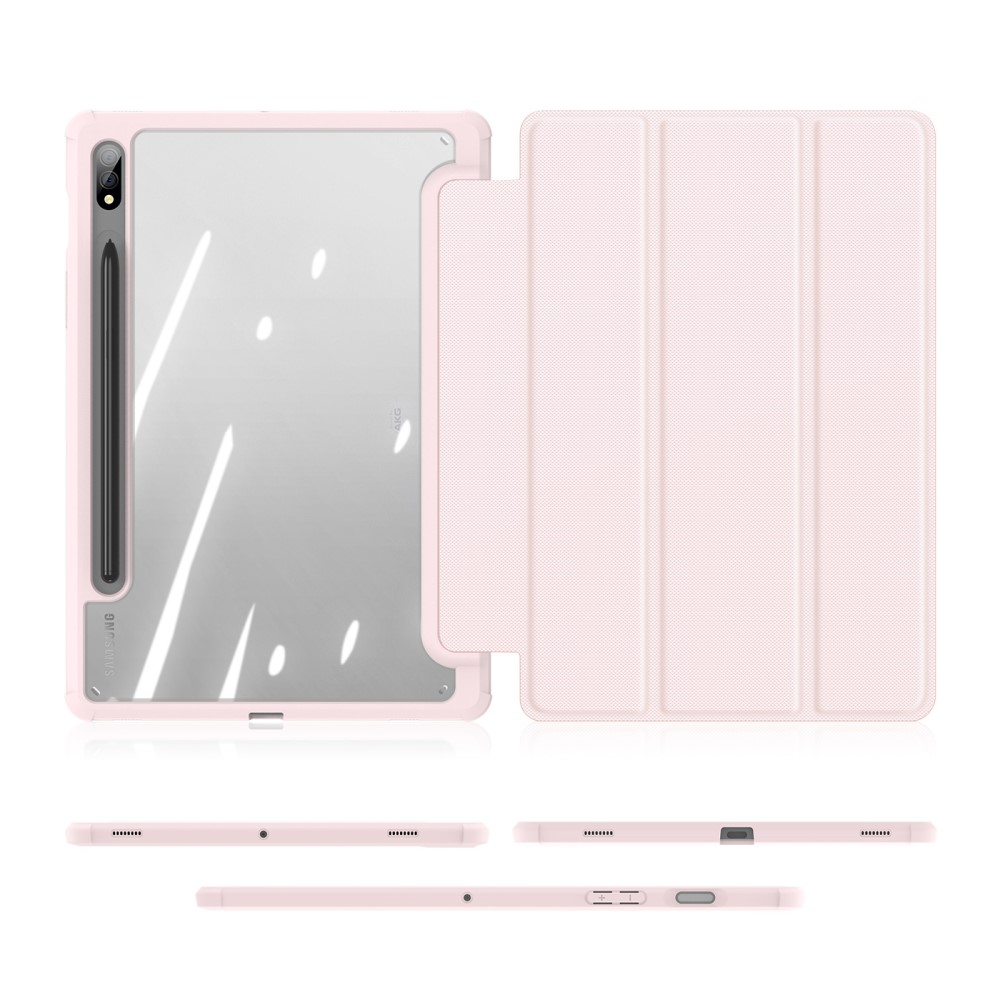 Samsung Galaxy Tab S8 / Tab S7 Leder Tasche Smart Cover Schutzhülle   S-Pen Halter - Rosa
