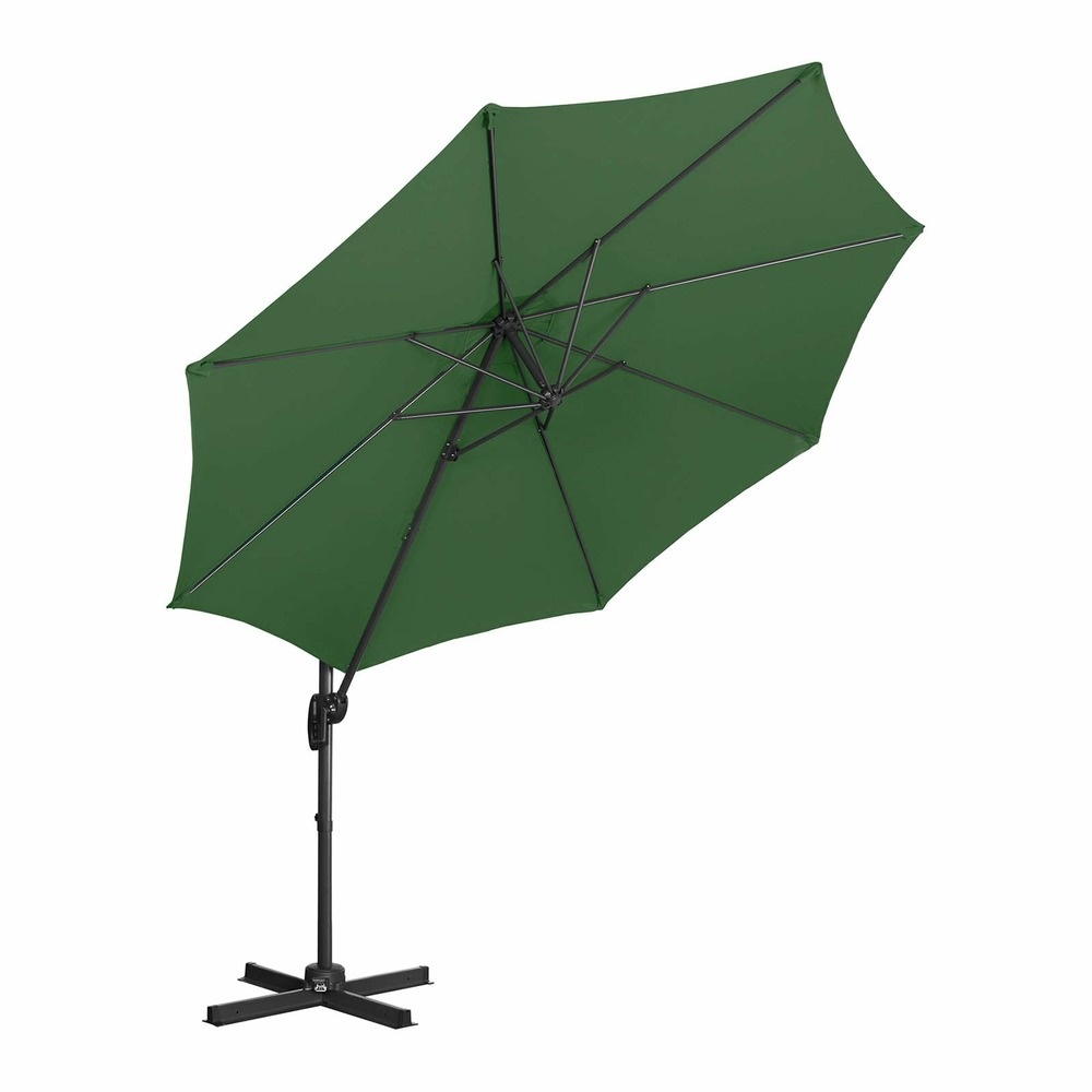 Parasol déporté - vert - rond - diamètre 300 cm - inclinable et pivotant
