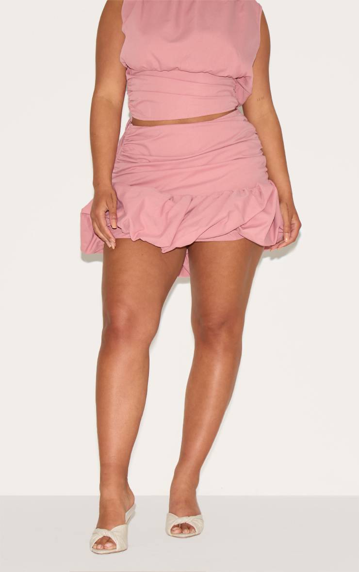 Rose Jupe Mini Bouffante Froncée À Ourlet Tombant Co-ord Shape