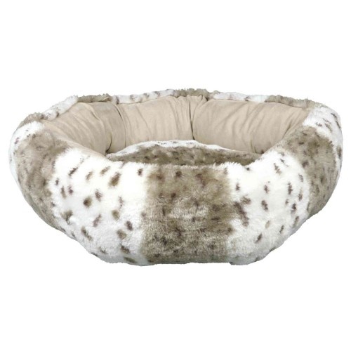 Cama redonda Trixie Leika para cães, branca e bege.