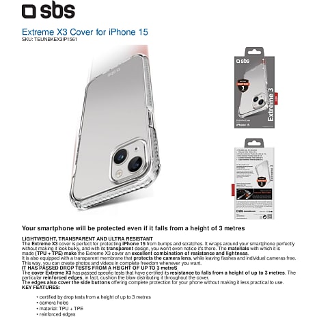 SBS iPhone 15 cover - transparent