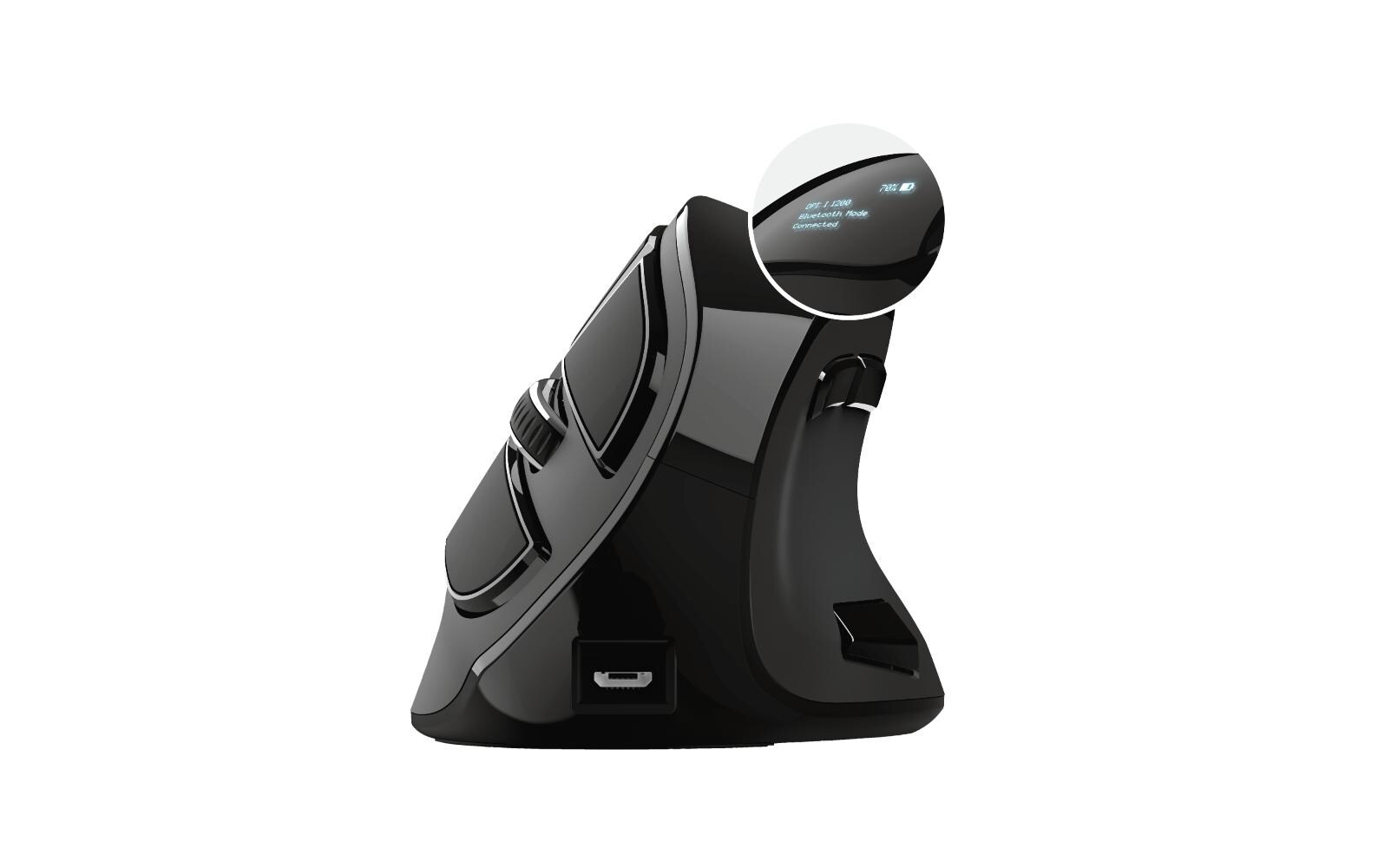 Ergonomische Maus Voxx RechargeableWiederaufladbare, ergonomische Funkmaus mit Digitalanzeige