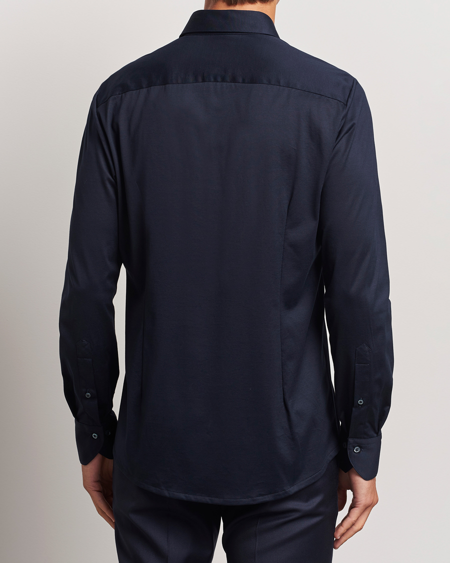 Stenströms Slimline Stretch Jersey Shirt Navy