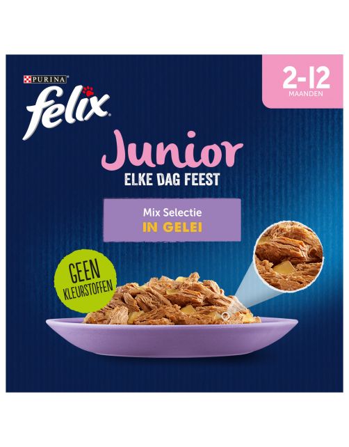 Felix Multipack Elke Dag Feest Mix Selectie In Gelei Junior - Kattenvoer - Tonijn Kip Zalm 12x85 g