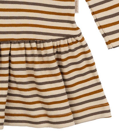 Petit Piao Kleid - Rib - Modal - Chocolate Brown/Golden So/Dark