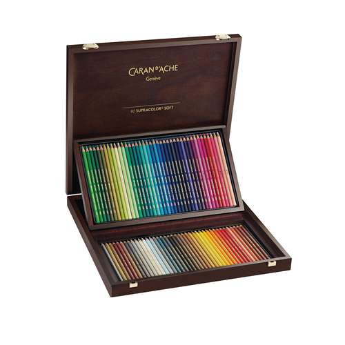CARAN D'ACHE® SUPRACOLOR® Soft Aquarelle, Holzkoffer mit 80 Stiften