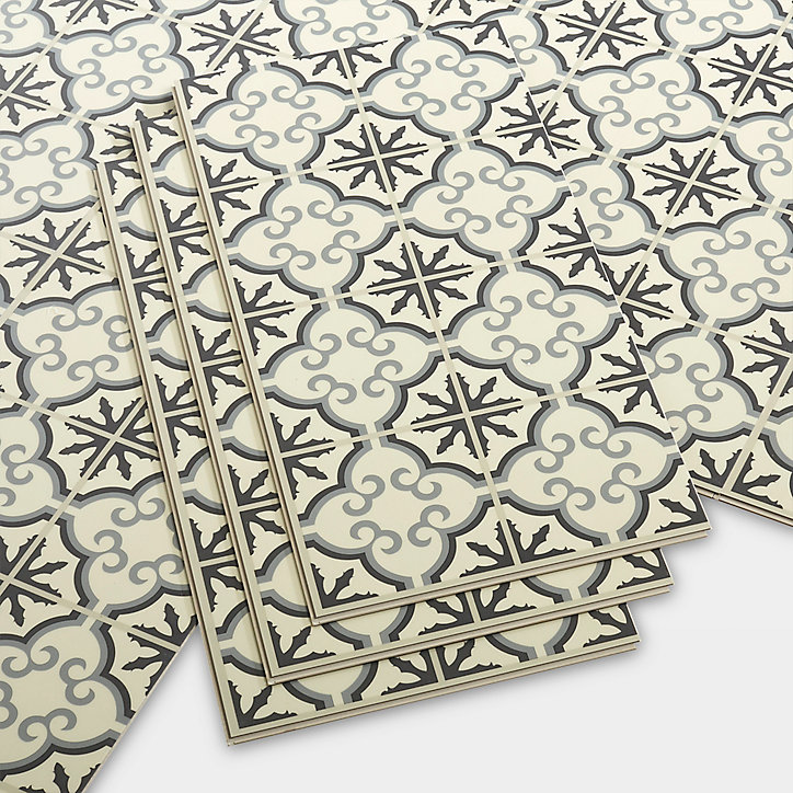Dalle PVC clipsable Jazy Carreaux de ciment flower 30 x 60 cm GoodHome (vendue au carton)