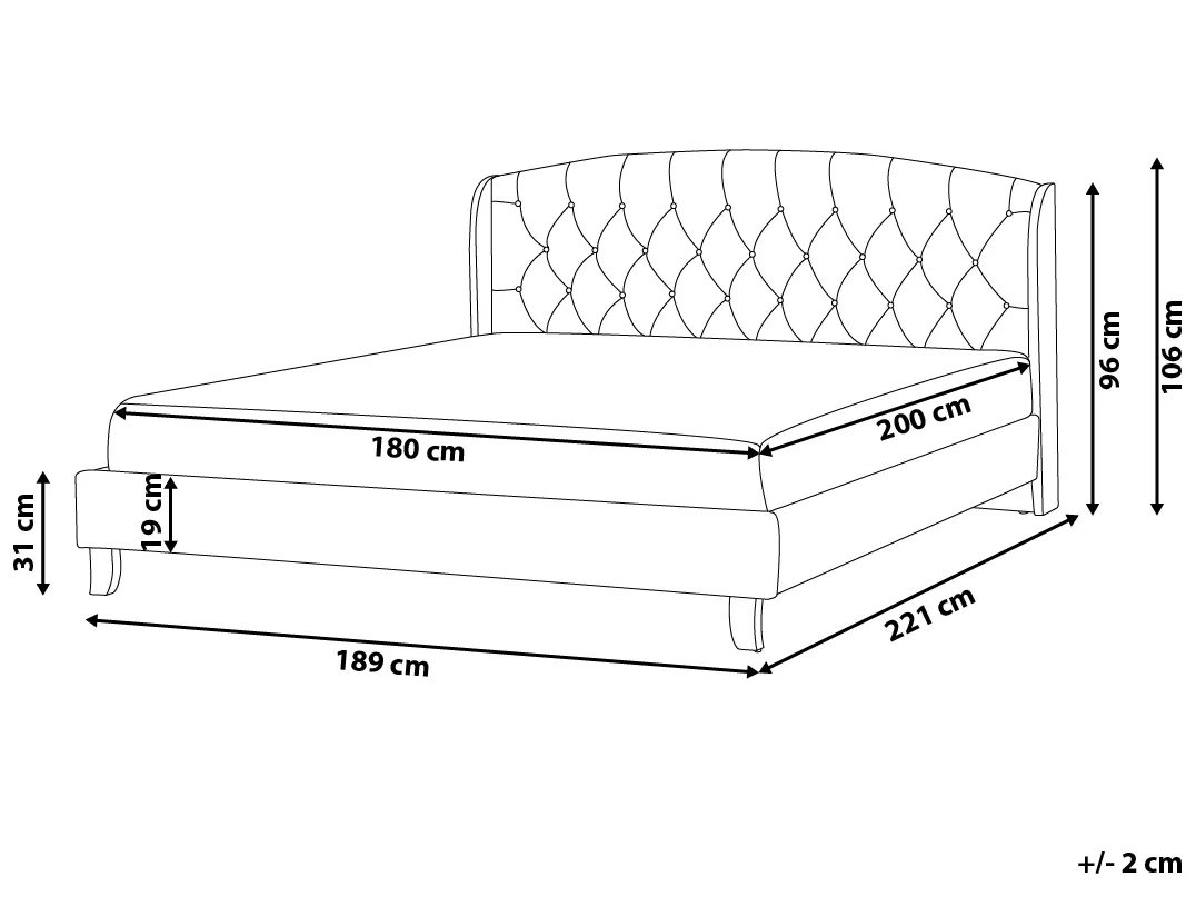 Bed Stof BORDEAUX 180 x 200 cm Beige