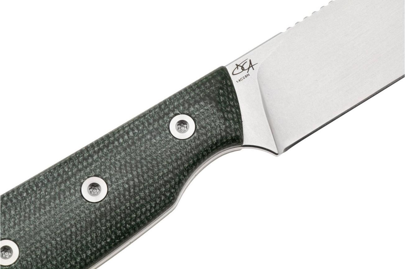 StraightLine Digger DG-GC Stonewashed 14C28N, Green Canvas Micarta, vaststaand mes