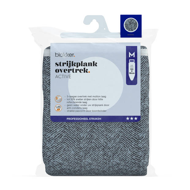 Blokker Strijkplankhoes Active - M - 122x38 cm - Herringbone