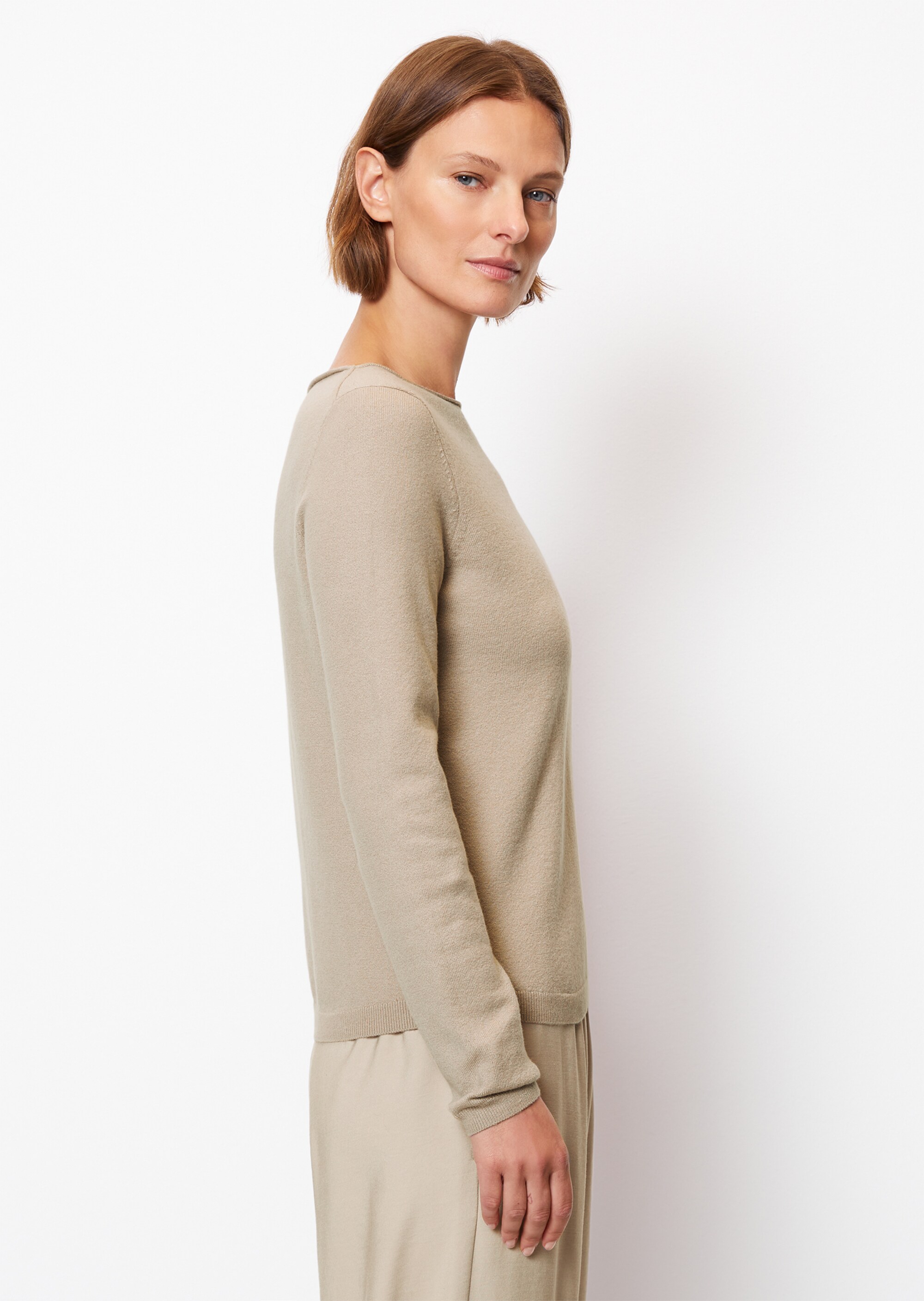 Basic-Strickpullover regularaus softem Baumwolle-Schurwolle-Mix