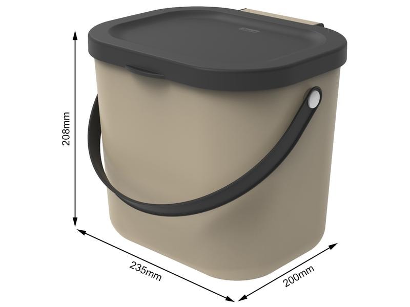 Rotho Recyclingbehälter Albula 6 l, Cappuccino Recyclingsystem in der Farbe Cappuccino