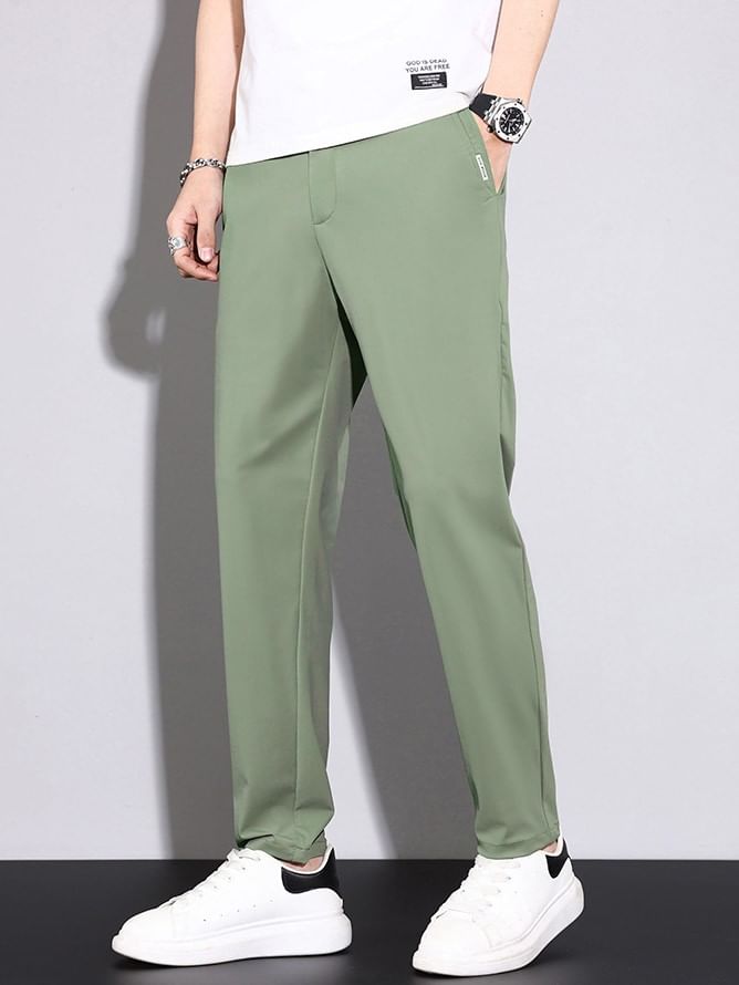 Nataro - Mid Rise Plain Tapered Pants