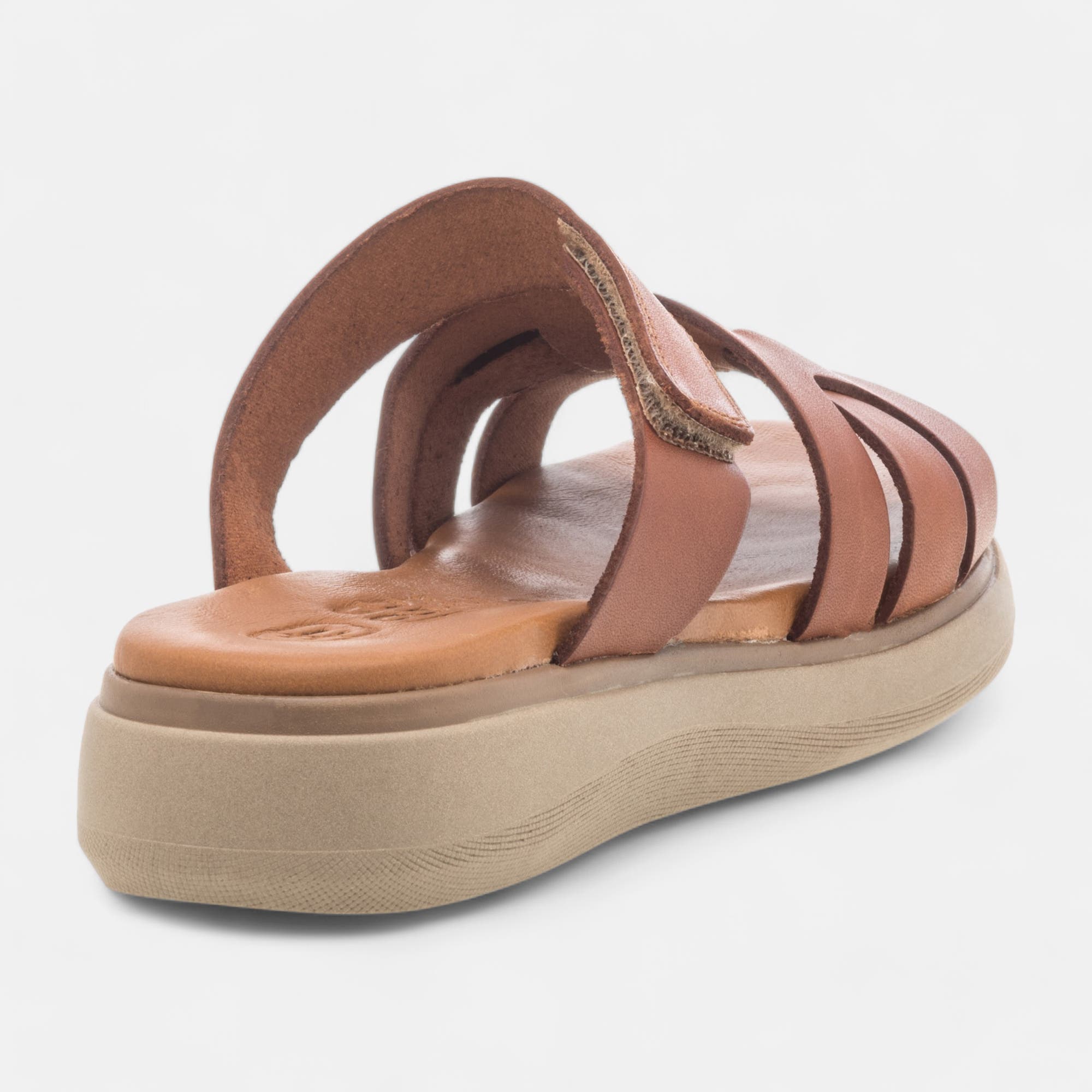 Mules Femme en cuir cognac
