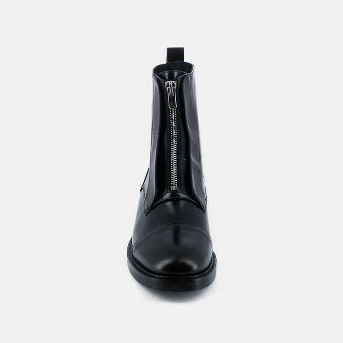 Bottines à fermetures éclair  en cuir noir