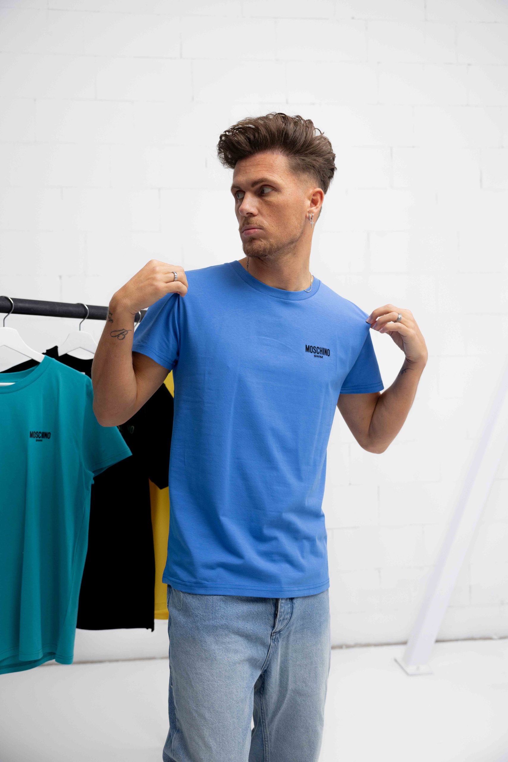 Moschino Swim T-Shirt Heren Blauw