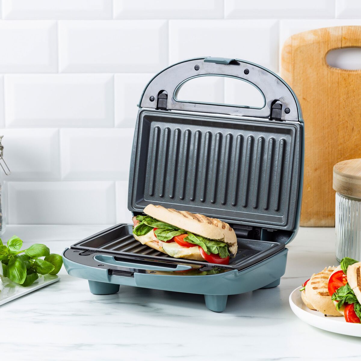 3-in-1 toastgrill/vaffeljern, smokey blue