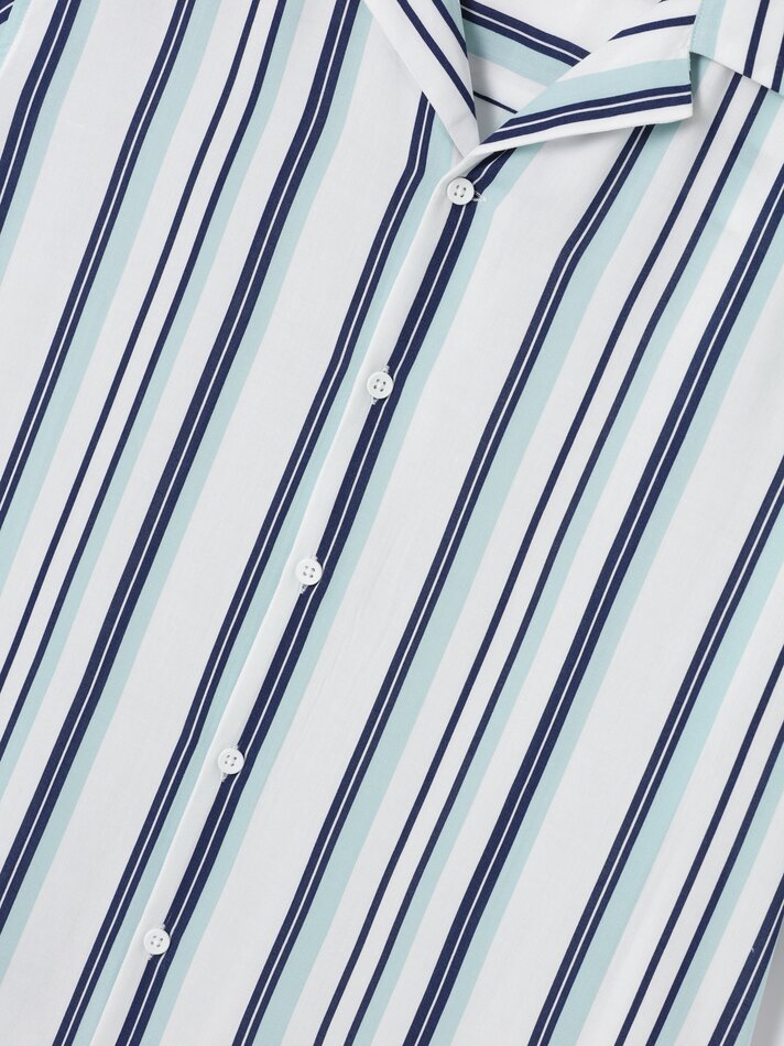 Camisa listrada para resort - Turquesa escuro