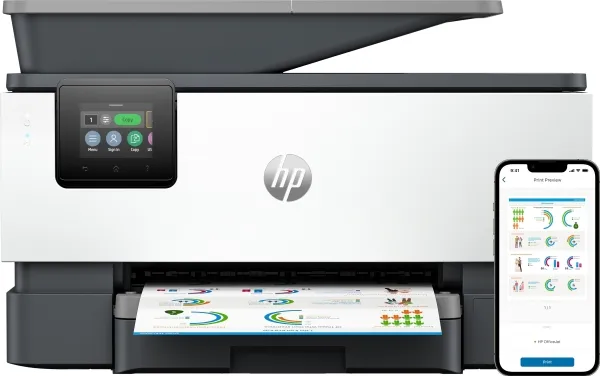 HP Officejet Pro 9120b All-in-One - Multifunktionsprinter - farve - blækprinter - Legal (216 x 356 mm) (original) - A4/Legal (medie) - op til 19 spm (kopiering) - op til 20 spm (udskriver) - 250 ark - 33.6 Kbps - USB 2.0, LAN, Wi-Fi(n), USB vært