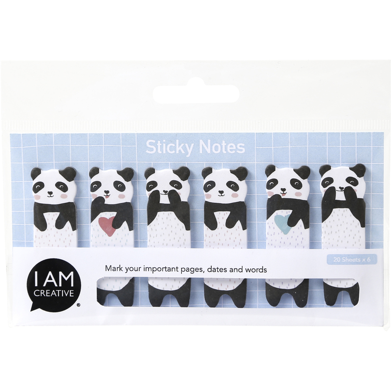 I AM CREATIVE Haftnotizen Panda, 15 x 55 mm, 6 x 20 Blatt