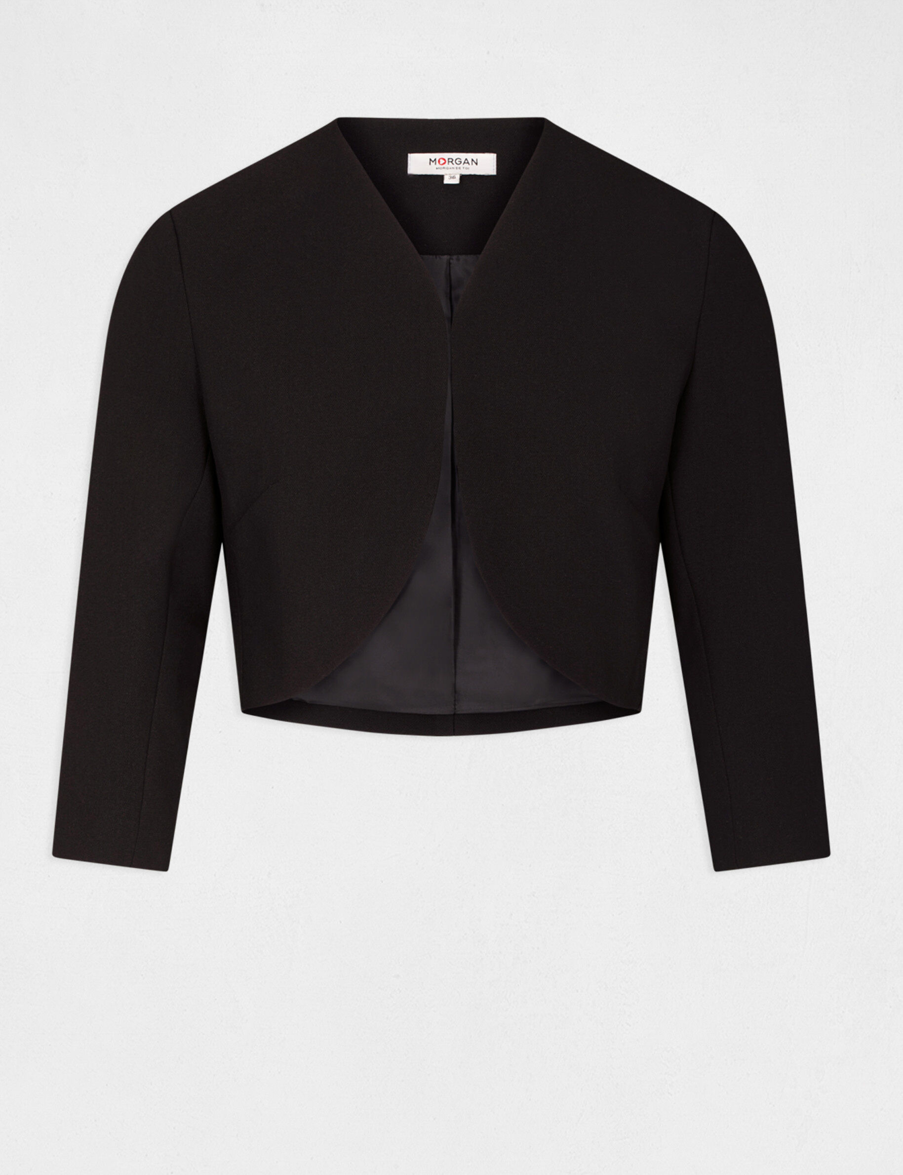 Veste droite manches 3/4 noir femme - noir