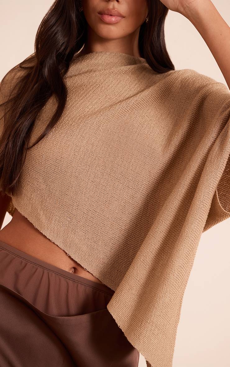 Beige Haut Style Poncho En Maille Fine