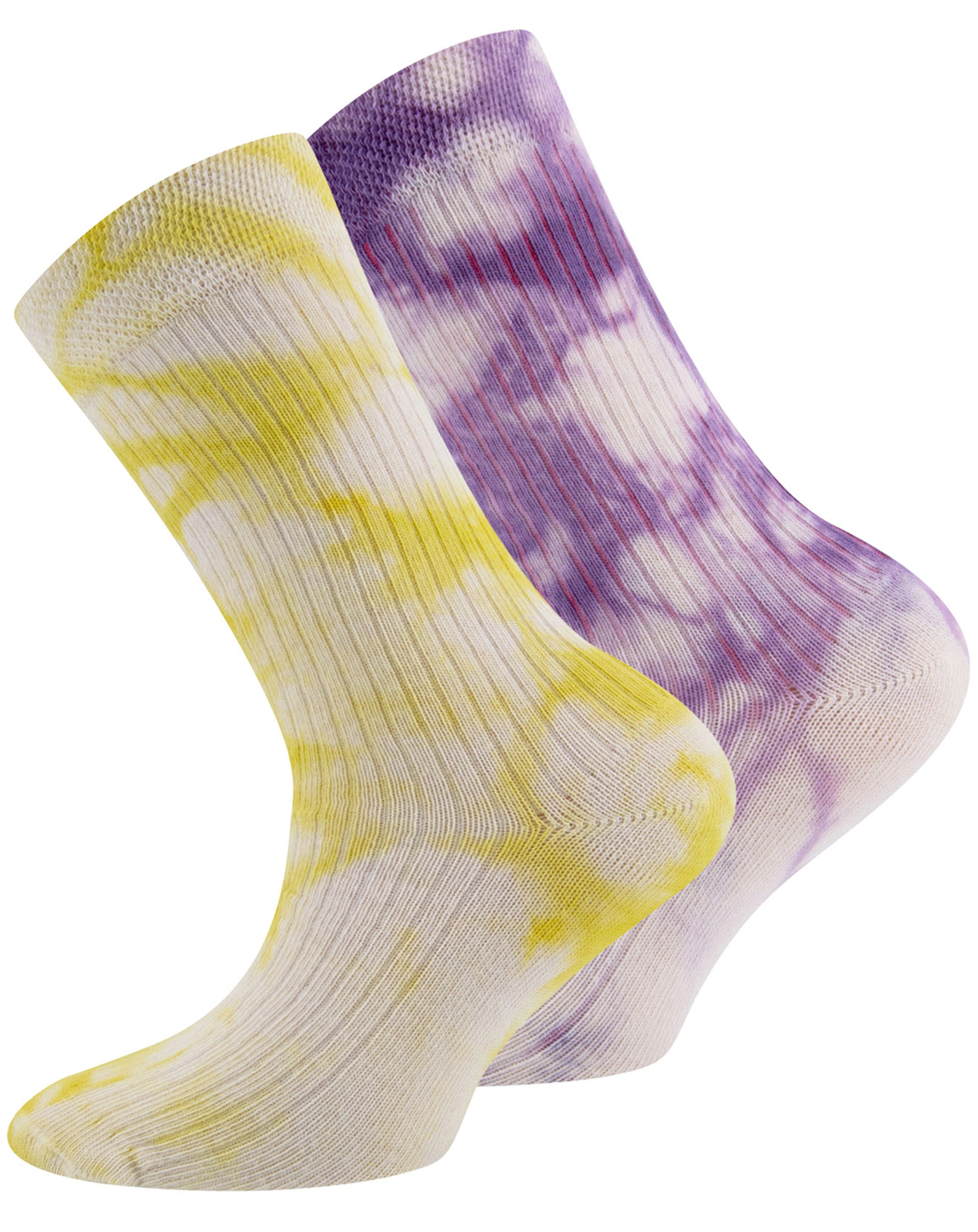 Socken BATIK & RIPPE 2er-Pack in lila/gelb