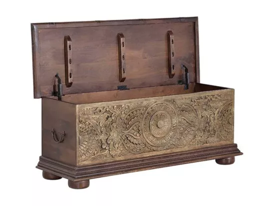 Coffre en manguier marron bicolore Marrón.Giner y Colomer.45x40x116