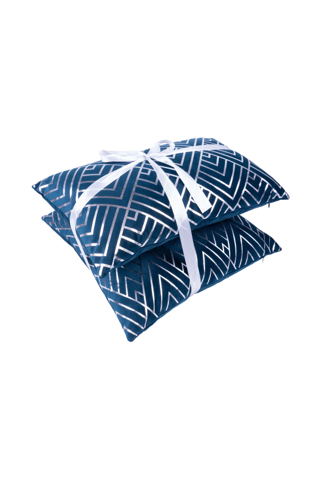 2er-Set Dekokissen - blau-silber -30x50 cm - 45x45 cm