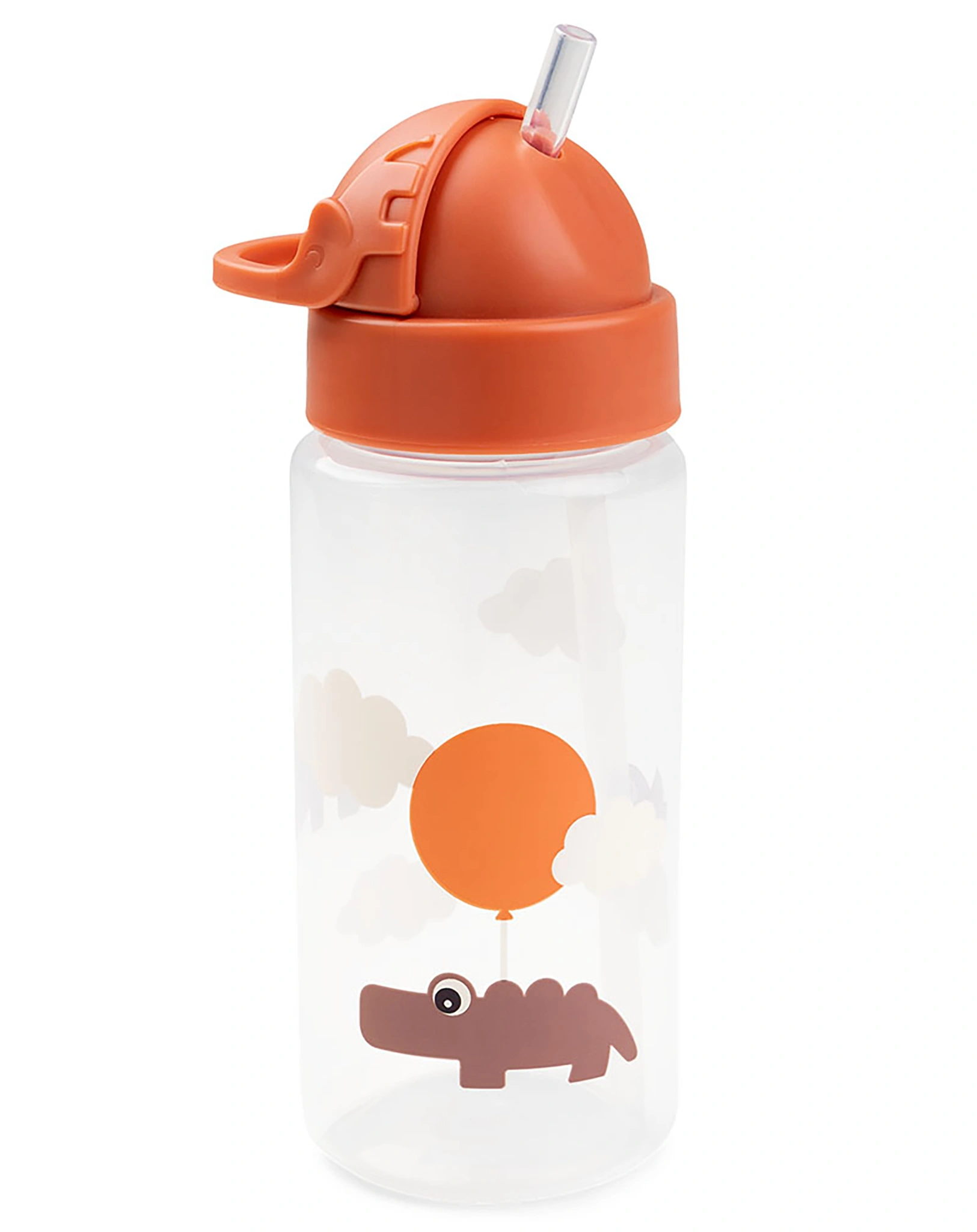 Trinkflasche HAPPY CLOUDS (350ml) mit Trinkhalm in papaya
