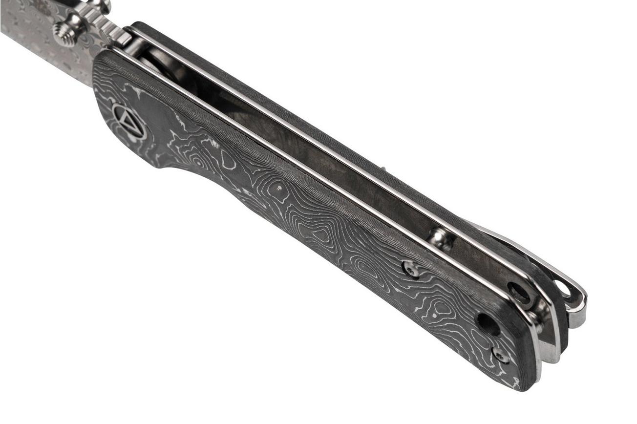 QSP Knife Hawk QS131-Q Damascus, Aluminum Foil Carbonfiber zakmes