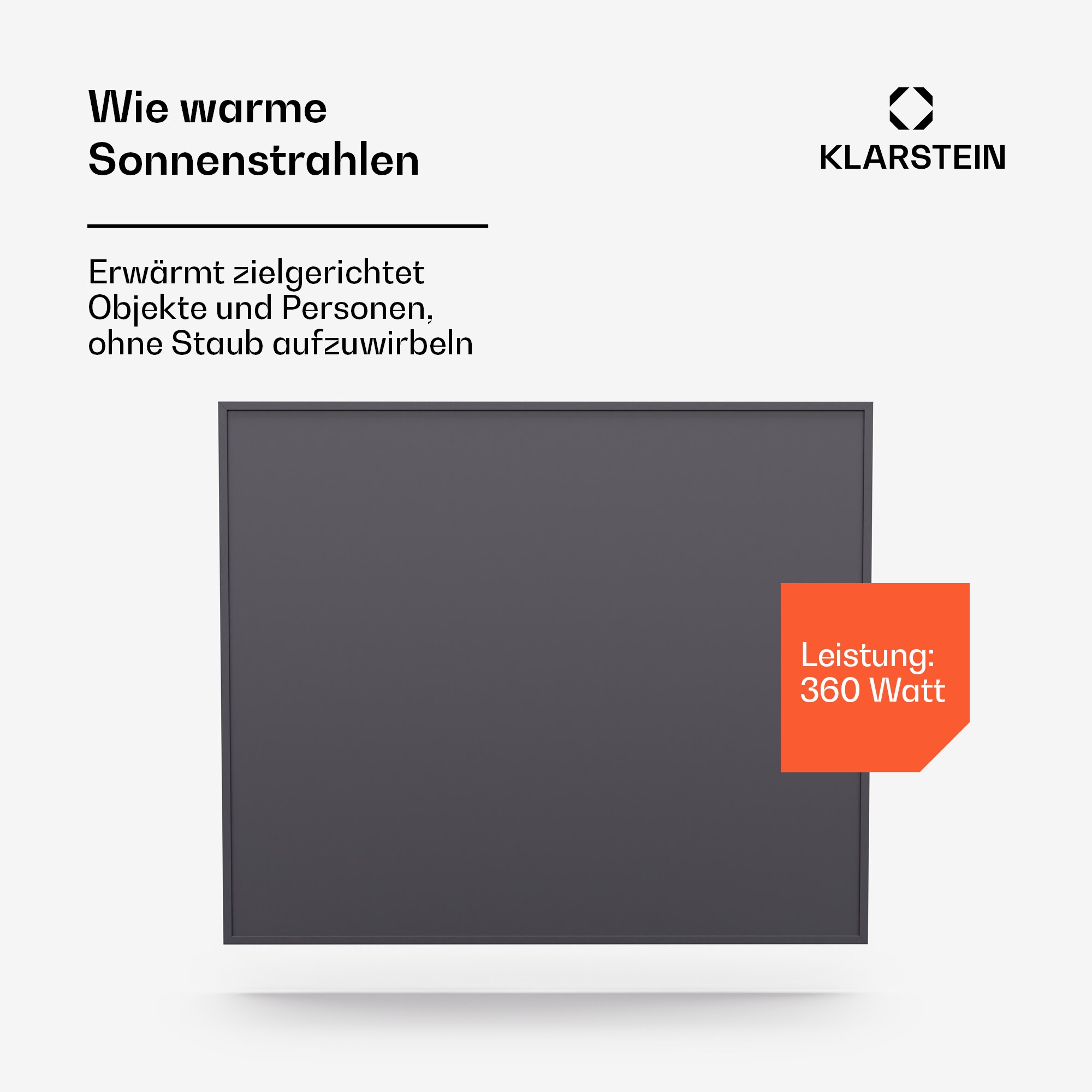 Wonderwall Smart Infrarotheizung | 60x60cm | App | 360W | Wochentimer | IP24 Dunkelgrau 360 W