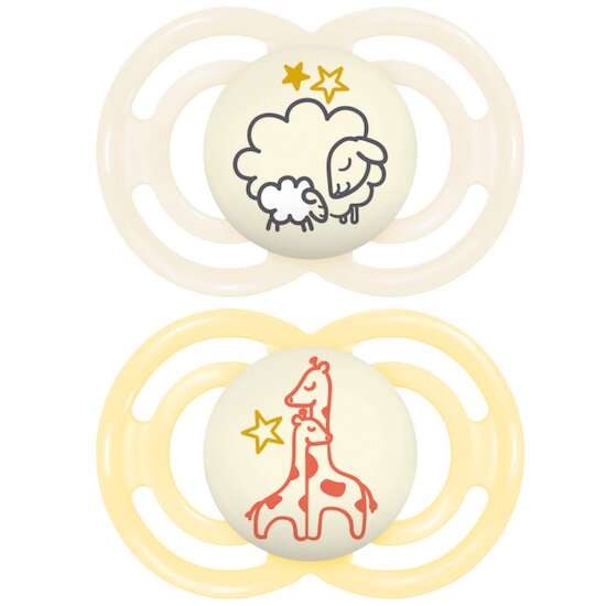 Lot de 2 sucettes Perfect Nuit 6m+ Aléatoire   Duo Animaux        de               Mam