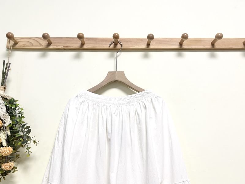 Santeh - Hoge taille effen kanten midi-lijn rok