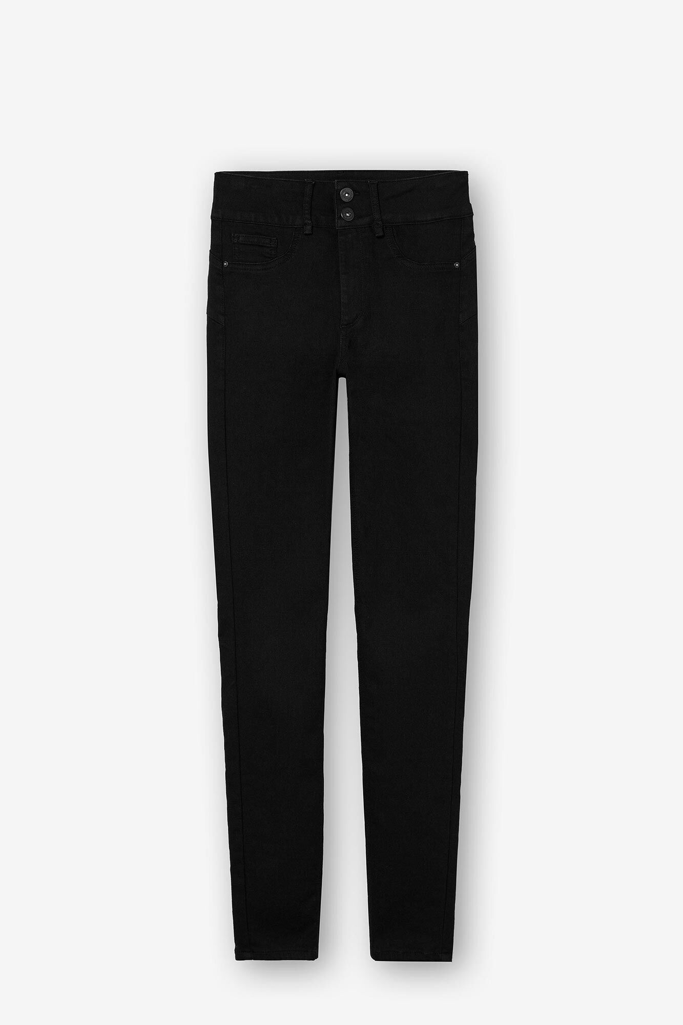 Calça jeans de cintura alta, tamanho único e duplo conforto.