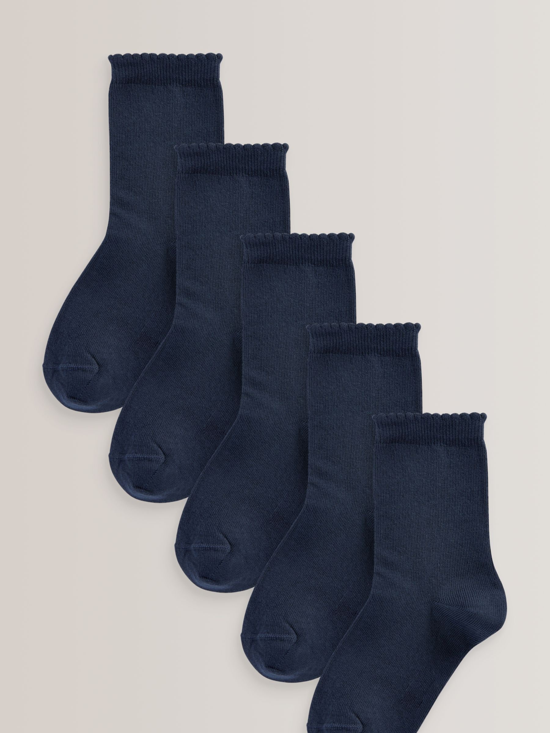 Donkerblauw - Set van 5 paar katoenrijke school enkelsokken