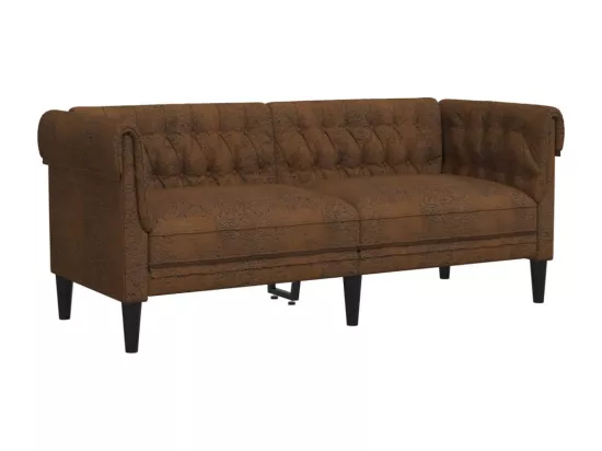 Canapé Chesterfield 2 places marron tissu