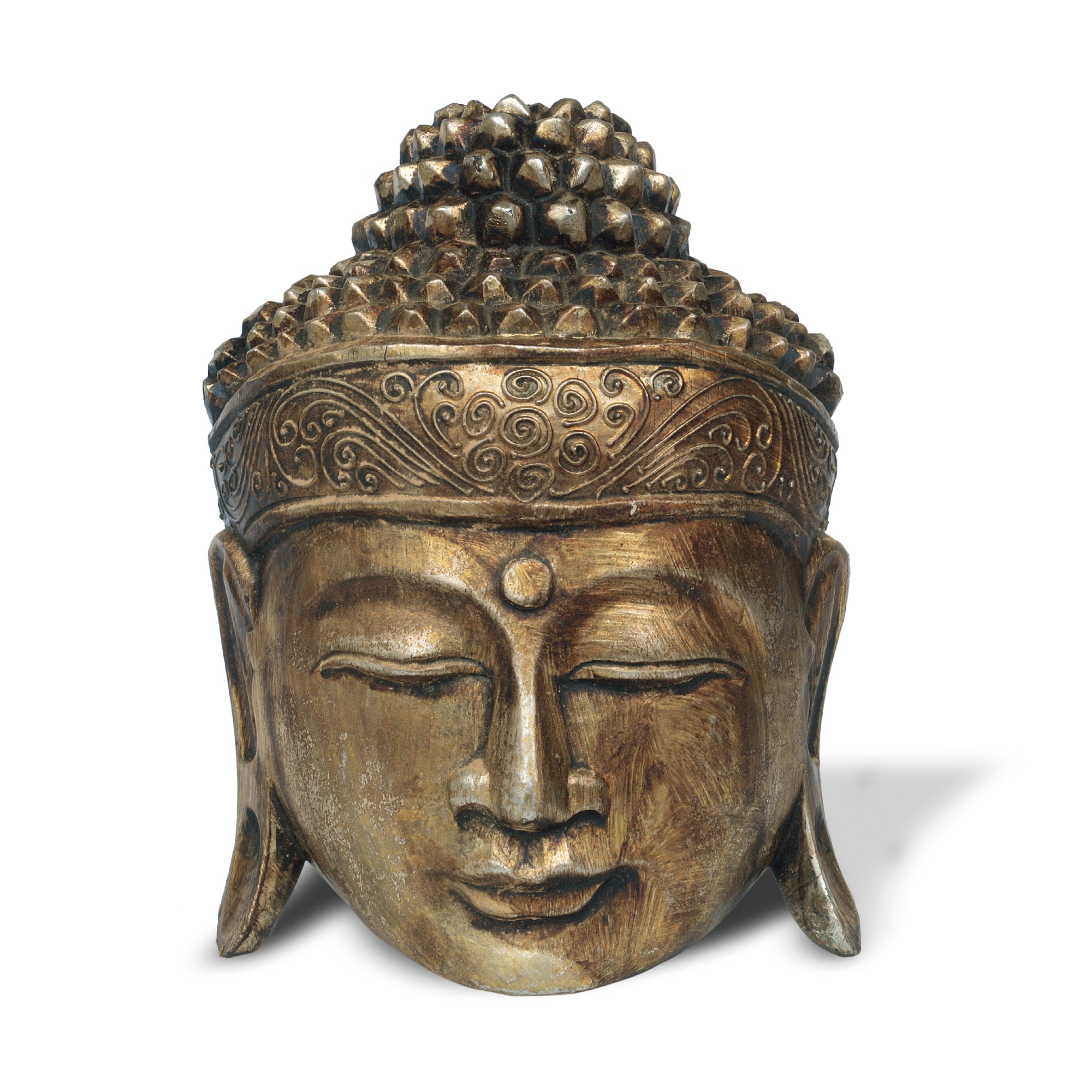Buddha Maske, antik gold, H 25 cm, B 20 cm, L 10 cm von fischer's lagerhaus
