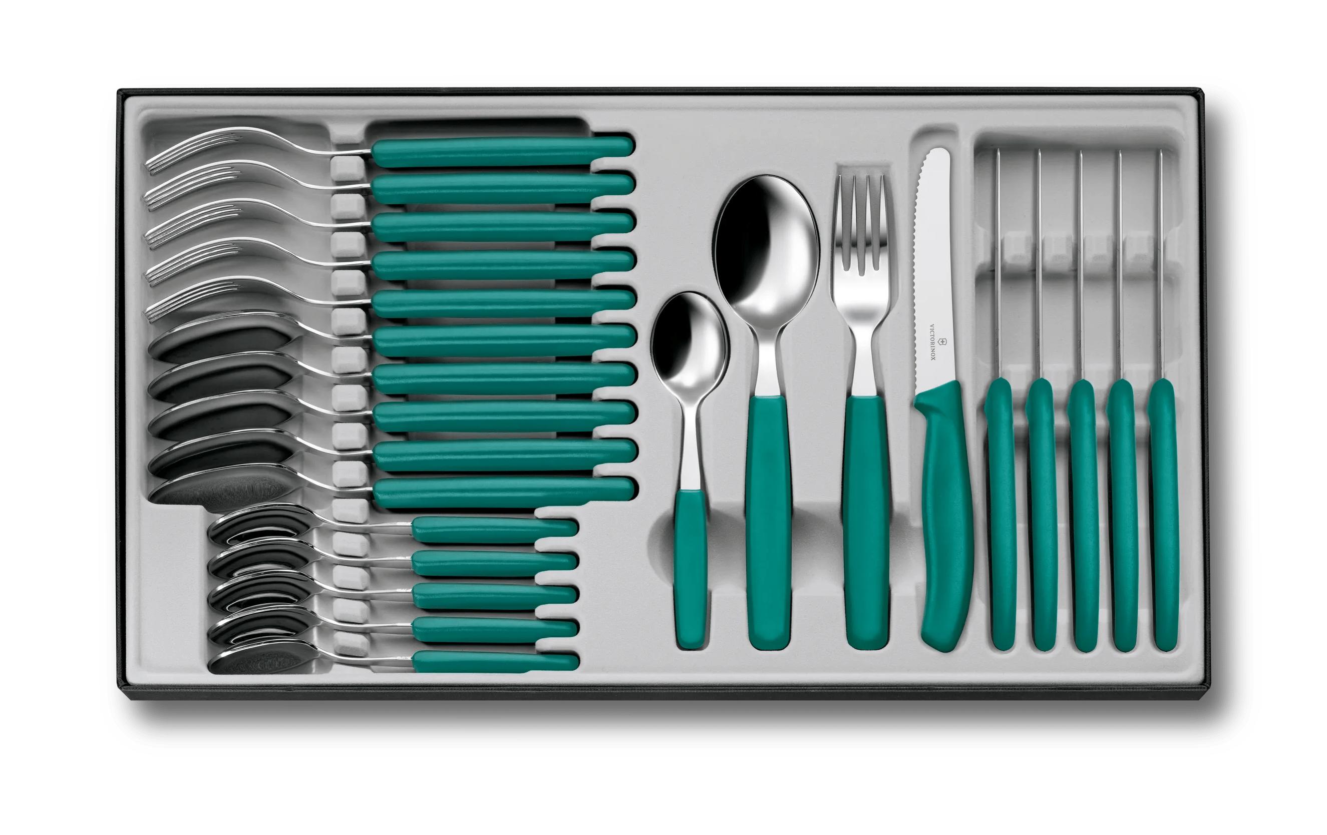 Besteck-Set Classic, 24-teilig, Grün<br>Tafelbesteck für 6 Personen