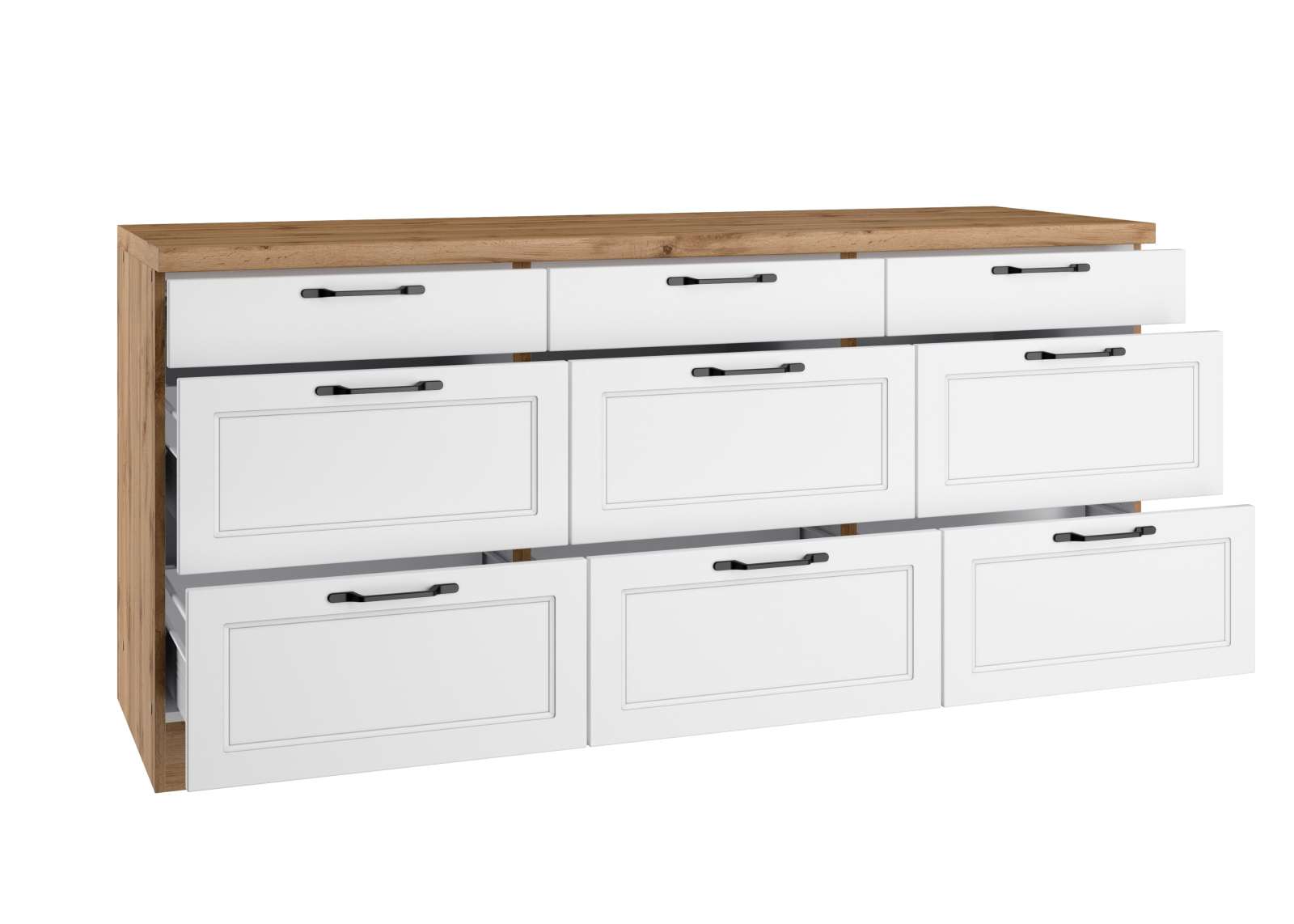 Unterschrank MERAN - weiß - Wotaneiche - 180 cm