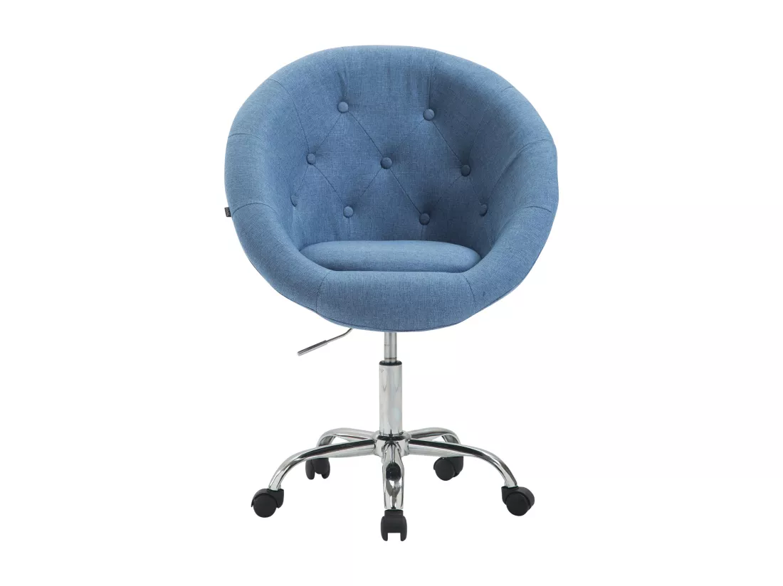 Tabouret de bureau - Tissu & Métal chromé - Bleu - London V2 Stoff