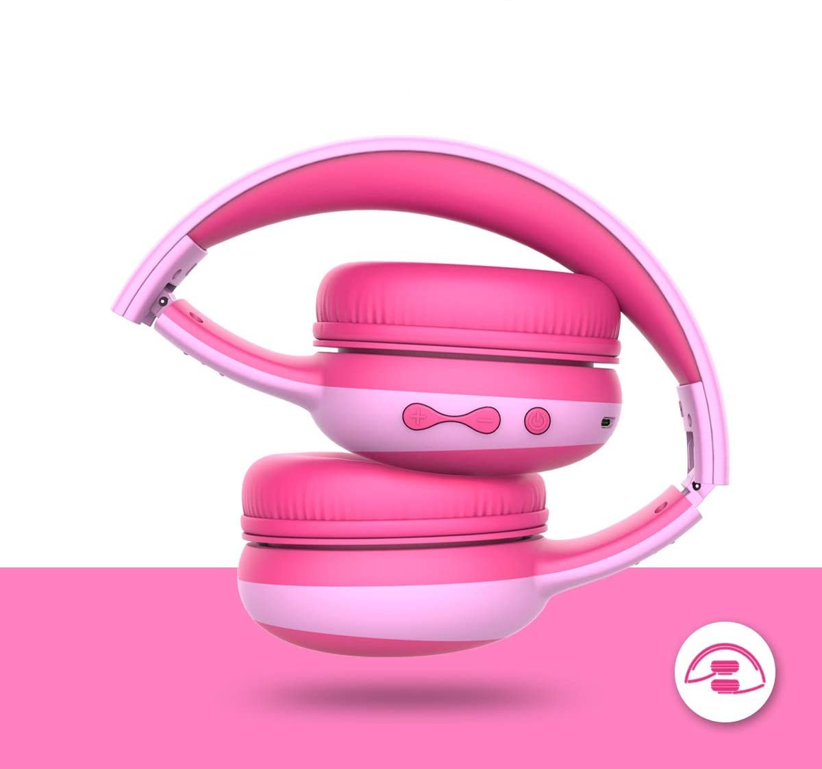 Kinder Kopfhörer 3.5mm Klinke On-Ear 85dB Begrenzte Lautstärke Grössenverstellbar mit Katzenohren - Pink