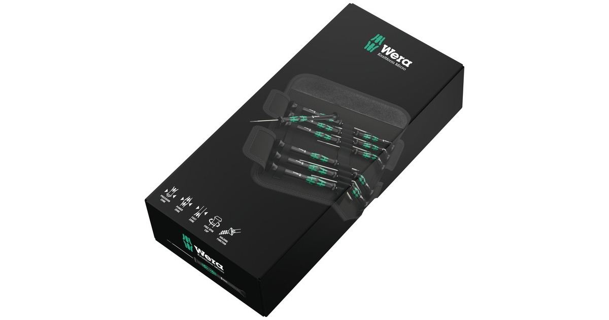 WeraKraftform 12SB1 Micro-schroevendraaierset  (Zwart/groen, Voor elektrische apparaten)