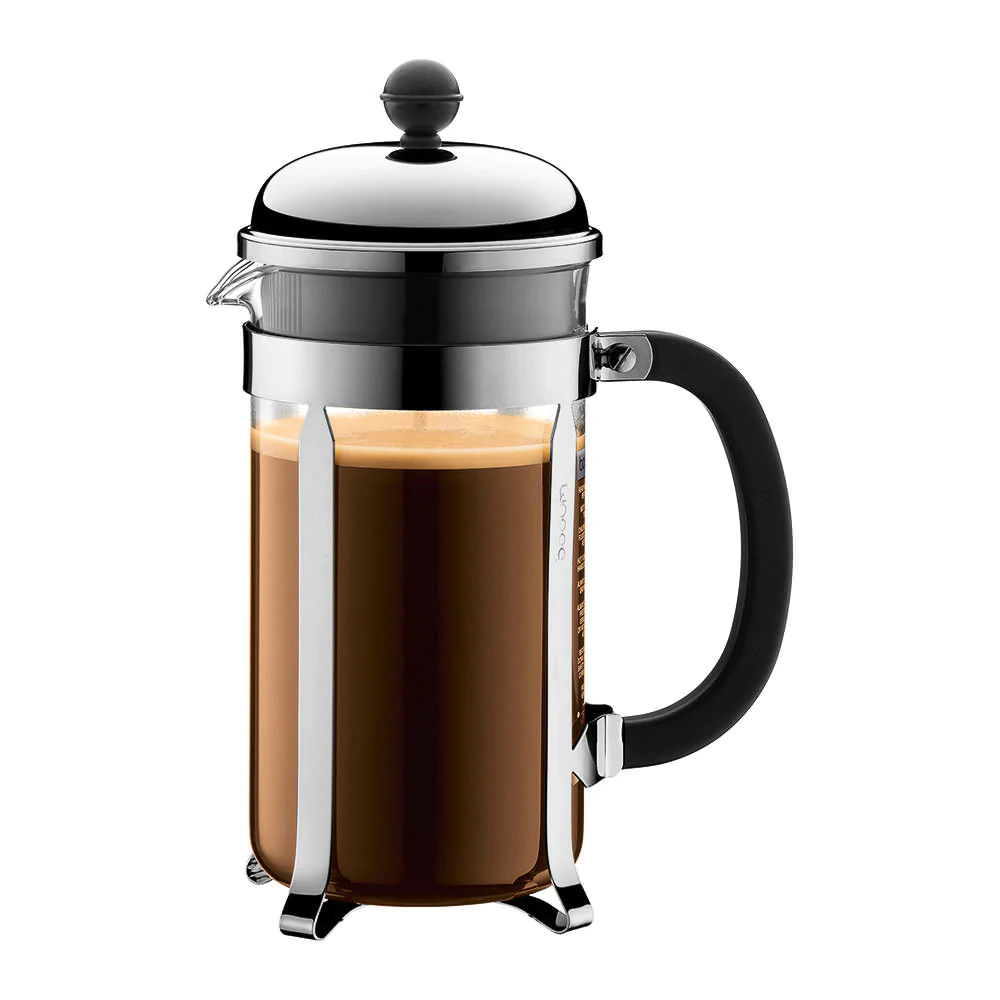 Cafetière Chambord 8 tasses en inox noir Bodum