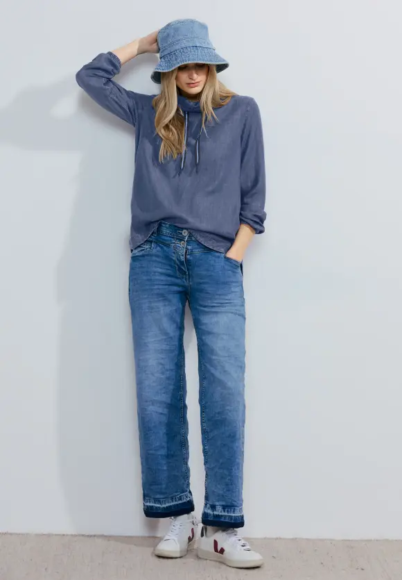 Lyocell Bluse - mid blue wash