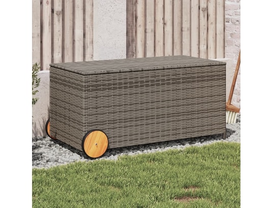 VIDAXL - Coffre Boîte de rangement de jardin et roues gris 190l résine tress...