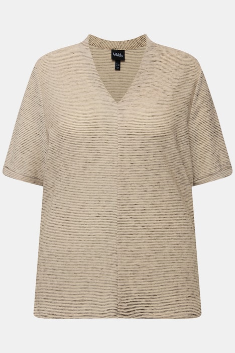 Sweatshirt, Struktur, V-Ausschnitt, Halbarm
